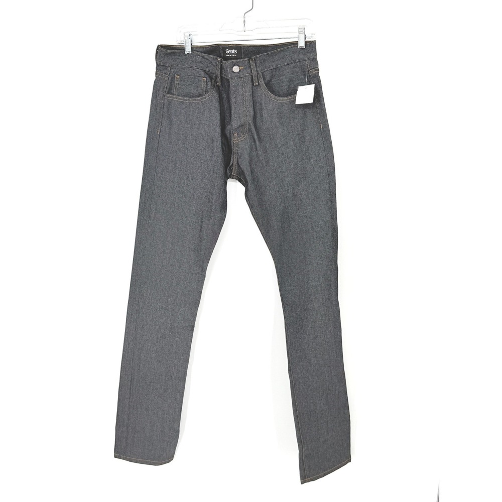 Gents Mens Raw Indigo Denim Straight Leg 34x35 Designer Jeans Dark Wash 5-Pocket